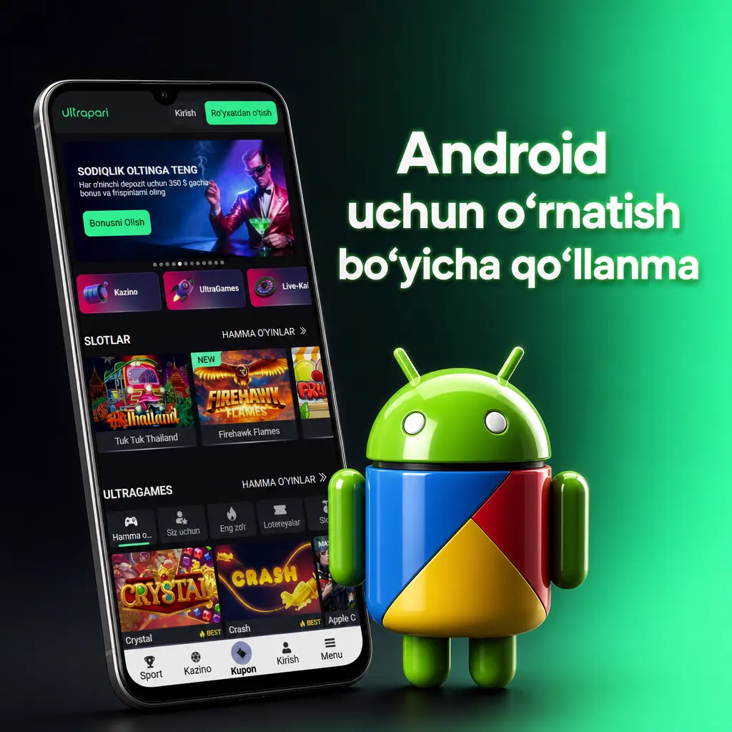 Android uchun ilovani yuklab o‘rnatish, ro‘yxatdan o‘tish va stavka qo‘yish bo‘yicha qo‘llanma