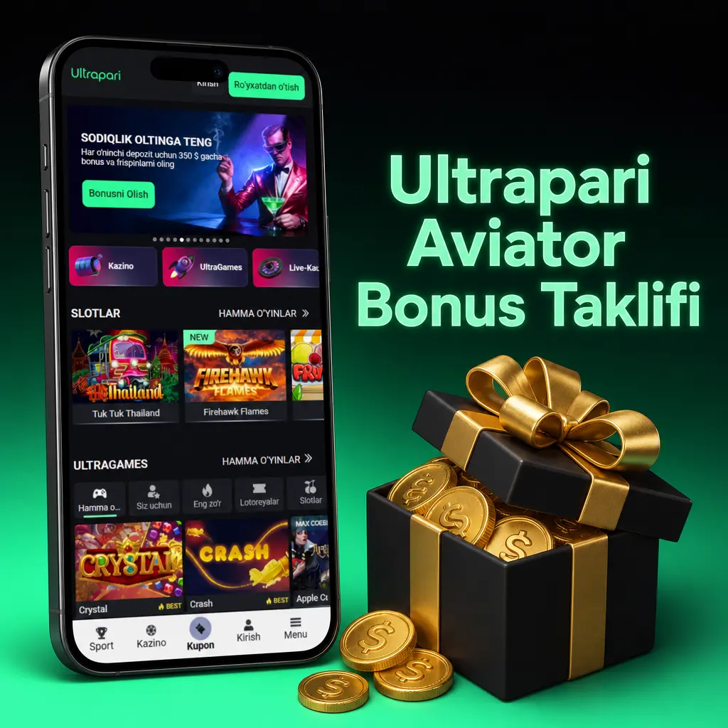 Ultrapari Aviator bonusi: yangi o'yinchilarga 1 730 USD gacha bonus va 150 FS, minimal depozit 50 000 so'm