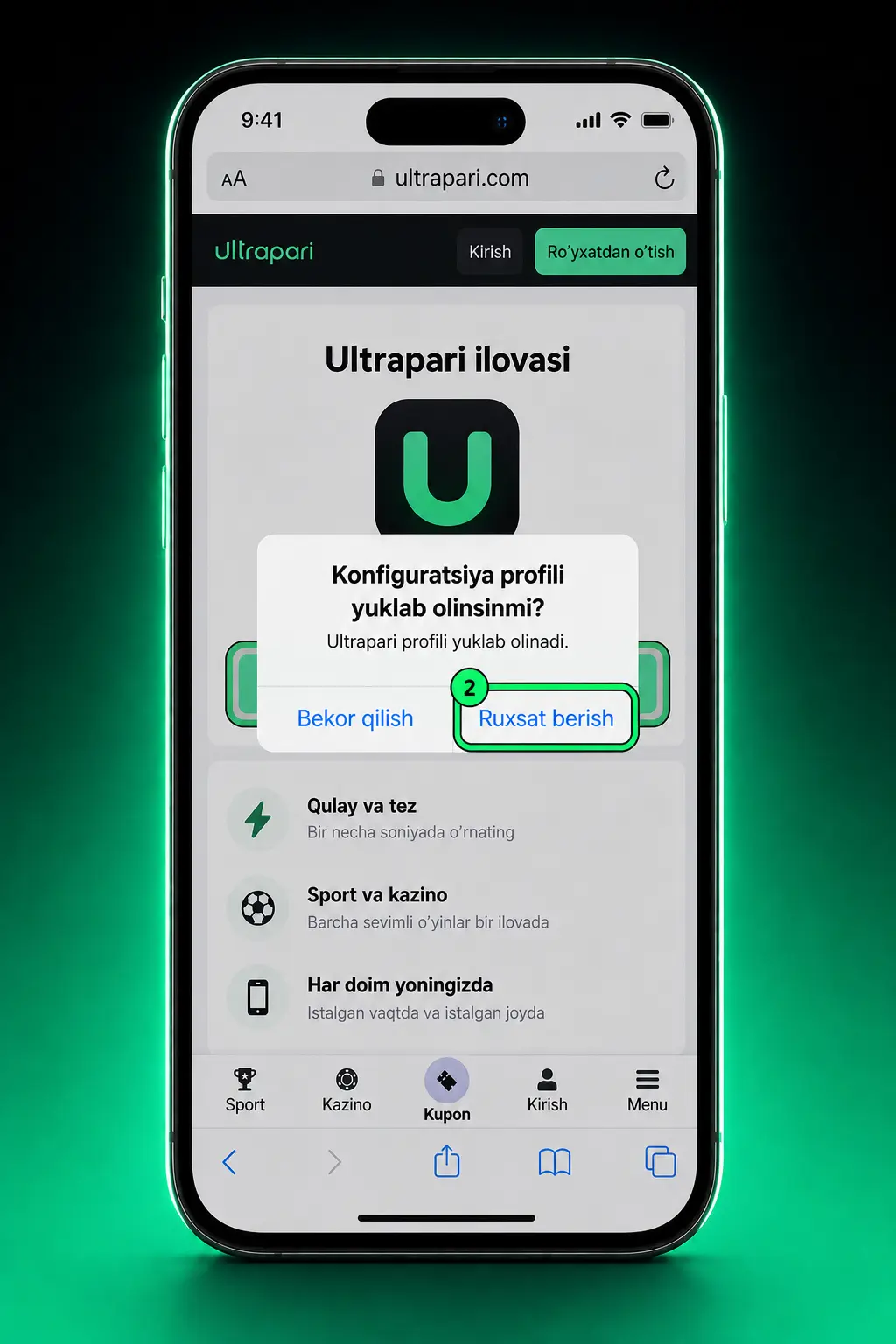 Ultrapari iOS ilovasini 5 bosqichda yuklab olish bo'yicha qo'llanma skrinshoti