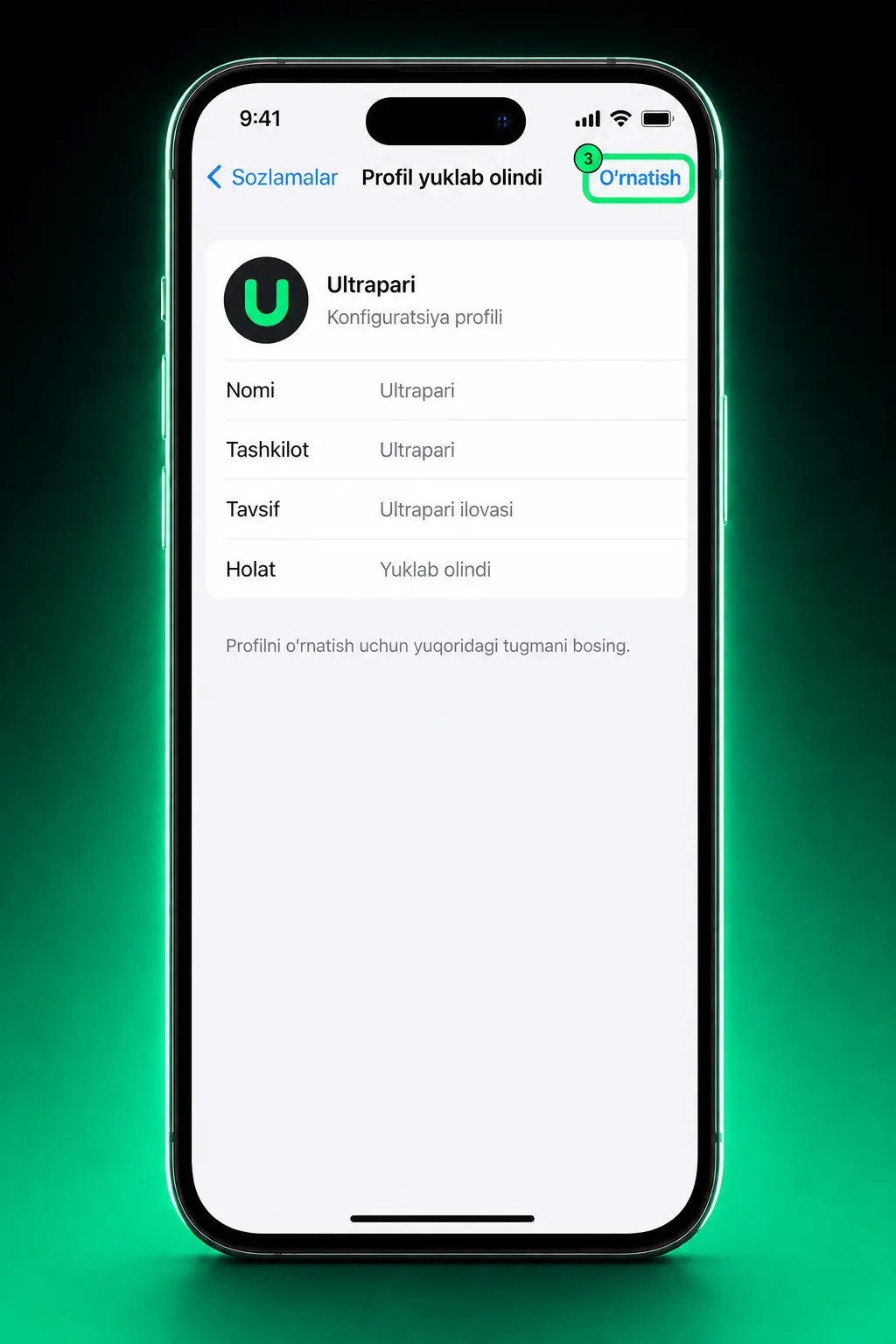 Ultrapari iOS ilovasini 5 bosqichda yuklab olish va o'rnatish bo'yicha qo'llanma skrinshoti