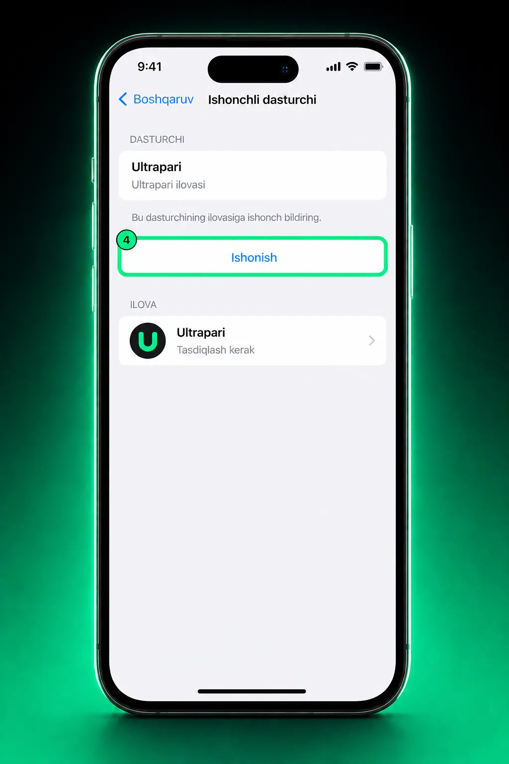 Ultrapari iOS ilovasini 5 bosqichda yuklab olish bo'yicha qo'llanma skrinshoti