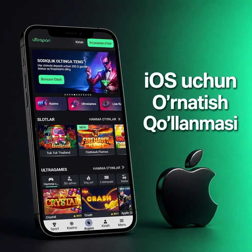 iOS uchun Ultrapari saytini Safari orqali bosh ekranga qo'shish va o'rnatish qo'llanmasi ko'rsatmalari