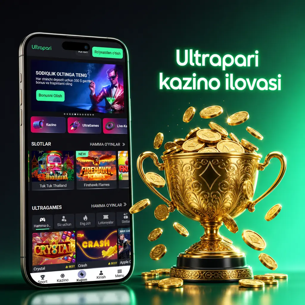Ultrapari kazino ilovasi: jonli o'yinlar, 3000+ slot, ruletka, blekjek va bakkara bir ekranda
