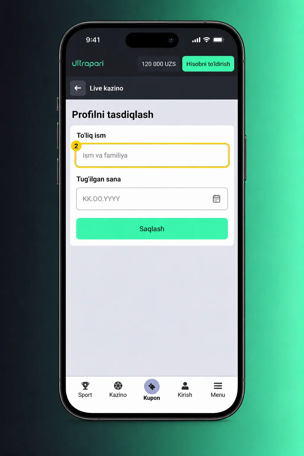 Ultrapari live kazinosida ro'yxatdan o'tish, depozit kiritish va o'yin tanlash bosqichlarini ko'rsatuvchi qo'llanma skrinshoti