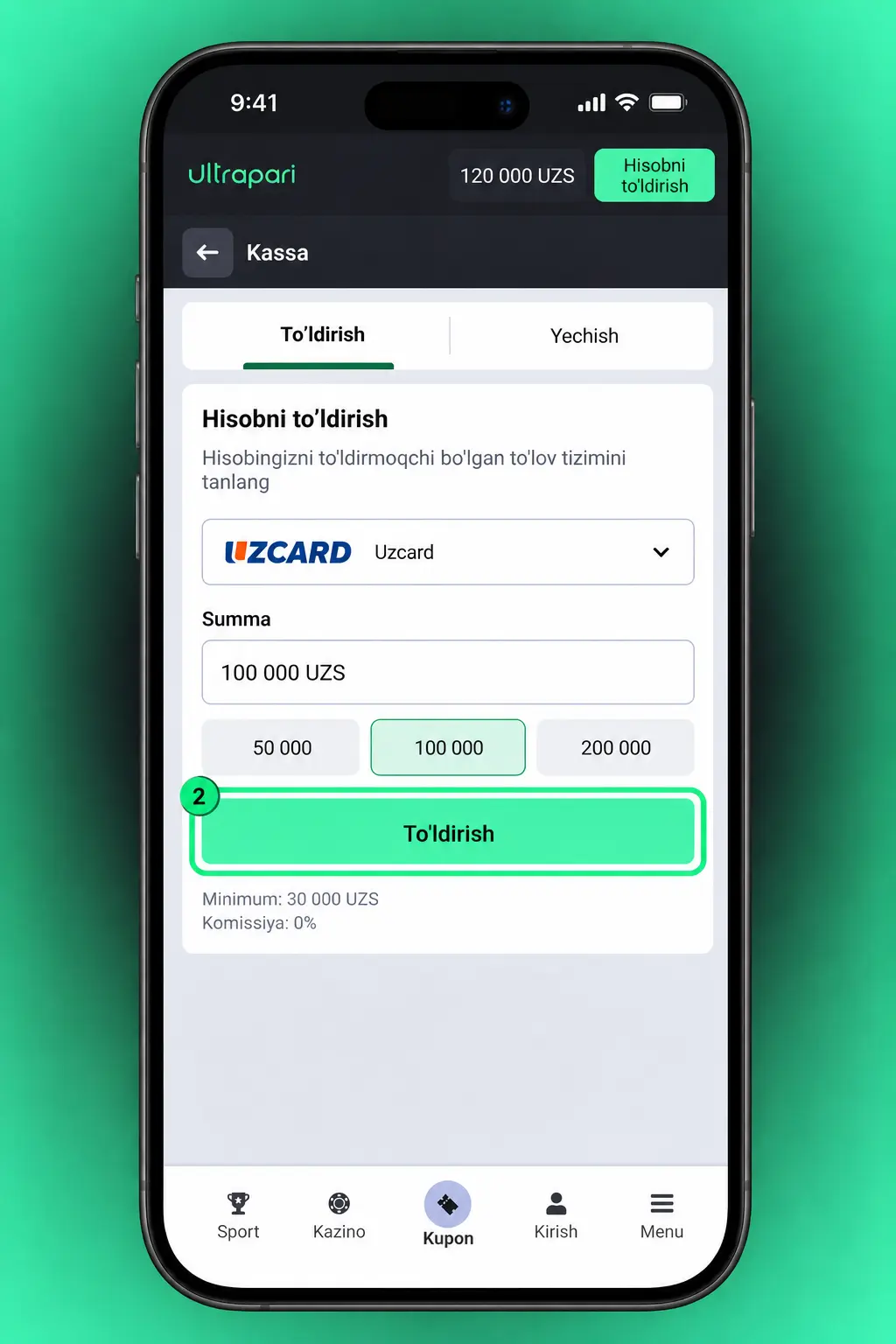 Ultrapari mobil ilovasida promo kodni faollashtirish bosqichlari: ilovani o'rnatish, kirish, kod kiritish va tasdiqlash