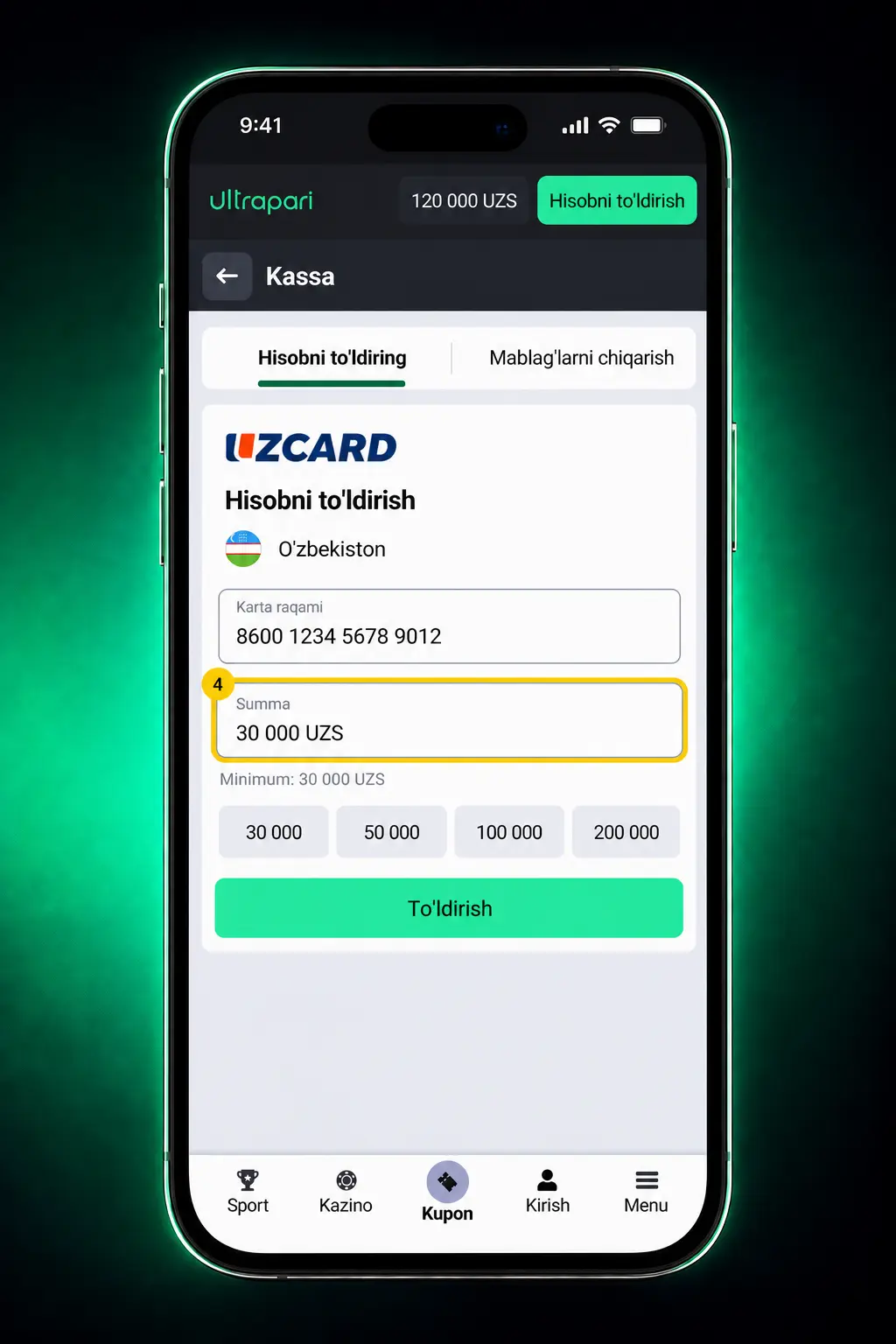 Ultrapari ro'yxatdan o'tish bonusini olish bosqichlari: hisob ochish, tasdiqlash, depozit va bonusni faollashtirish